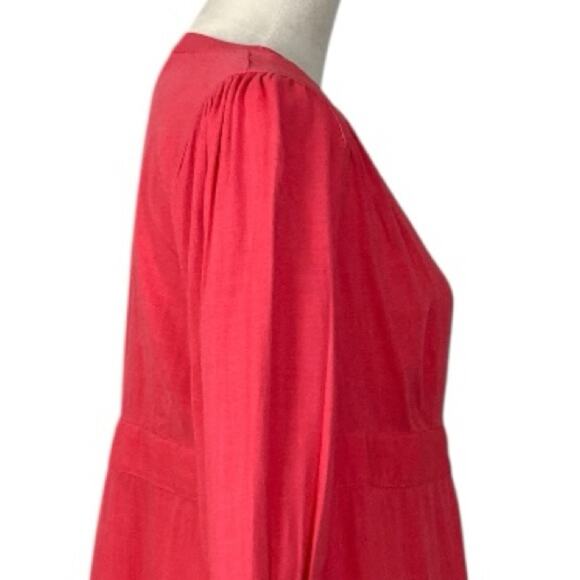 J.Jill Dress A-line Size XS V-Neck Button Front Linen Blend Coral Pink Women’s - Picture 6 of 11